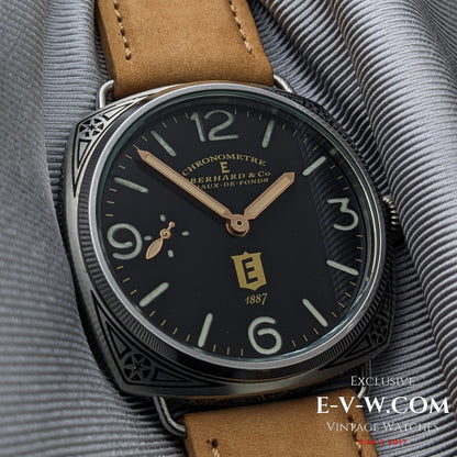 Antique 1920s  Eberhard & Co conversion with 18-jewel pocket watch movement and exhibition back