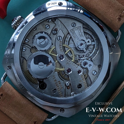 Antique 1920s  Eberhard & Co conversion with 18-jewel pocket watch movement and exhibition back