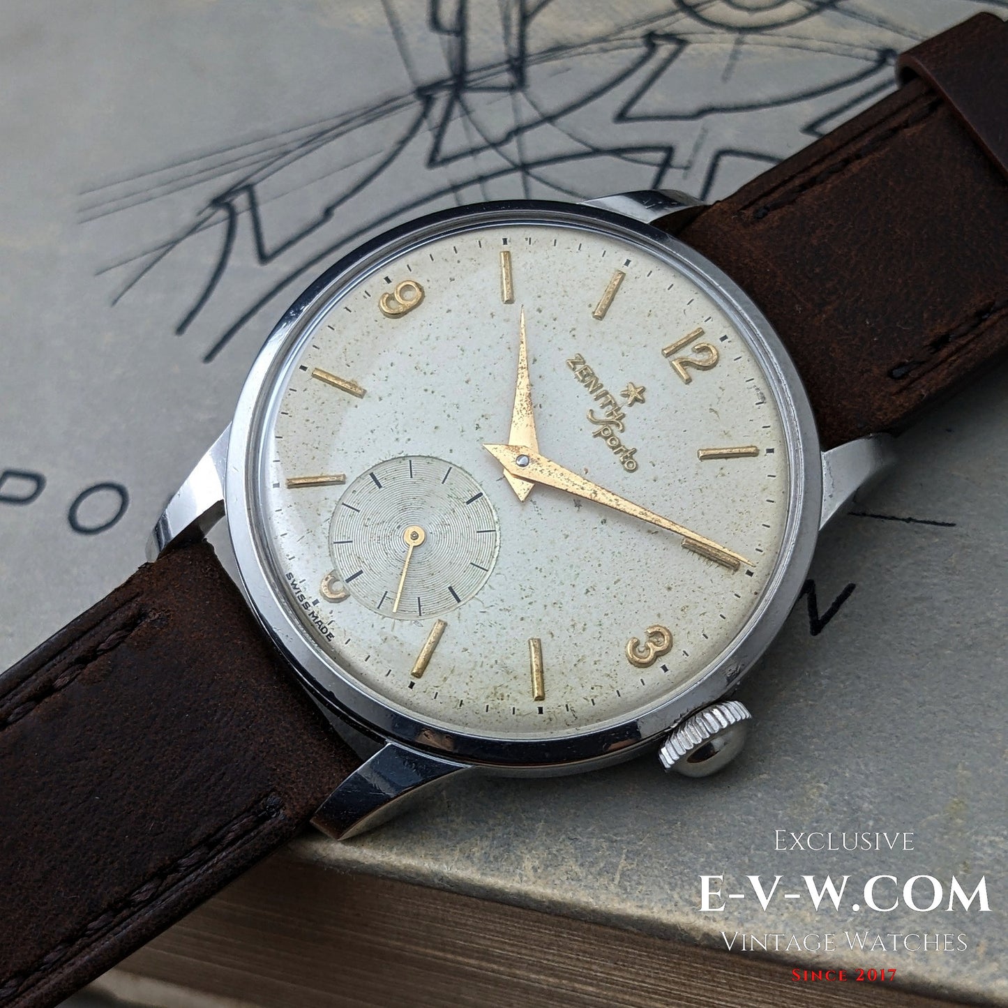 RARE 1950s Zenith Sporto | Cal. 40 | Rare Patented Transparent Dust Cover| Serviced