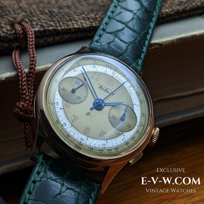Kelbert Chronograph 18ct Rose Gold 1940s Watch / Serviced