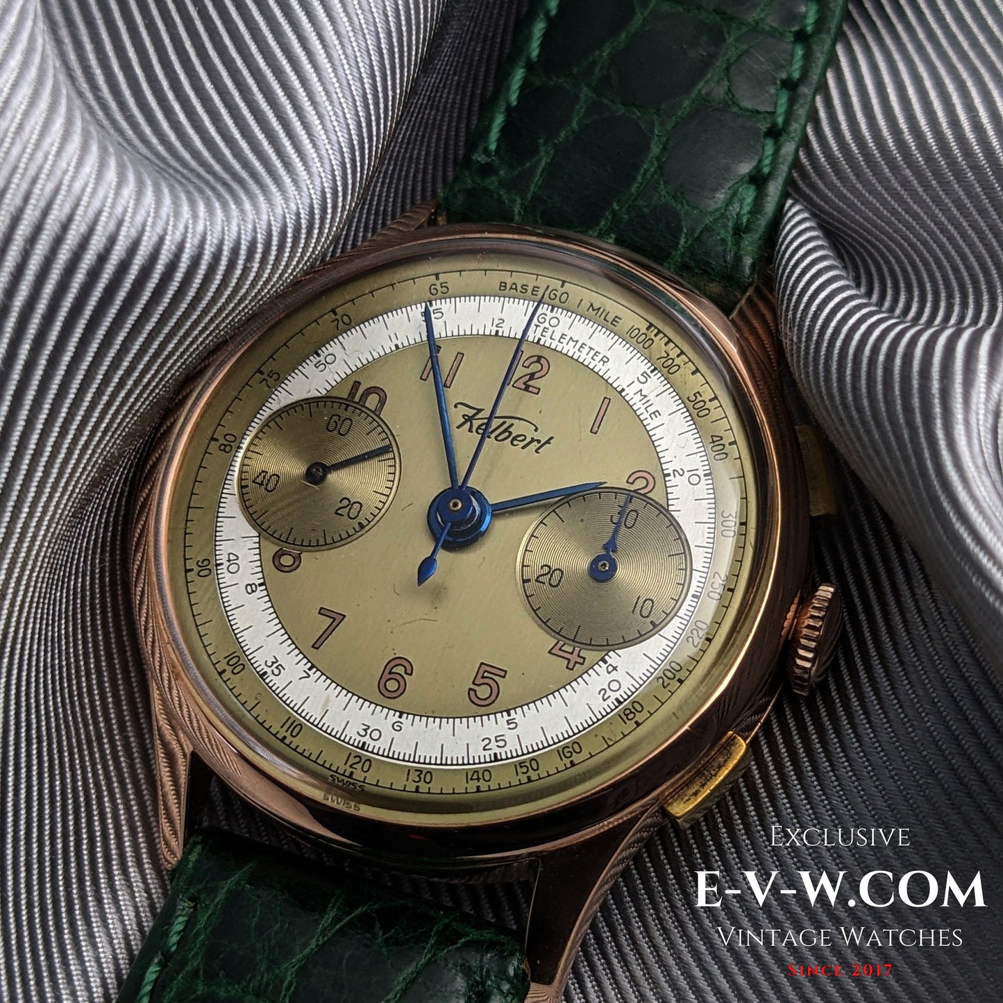 Kelbert Chronograph 18ct Rose Gold 1940s Watch / Serviced