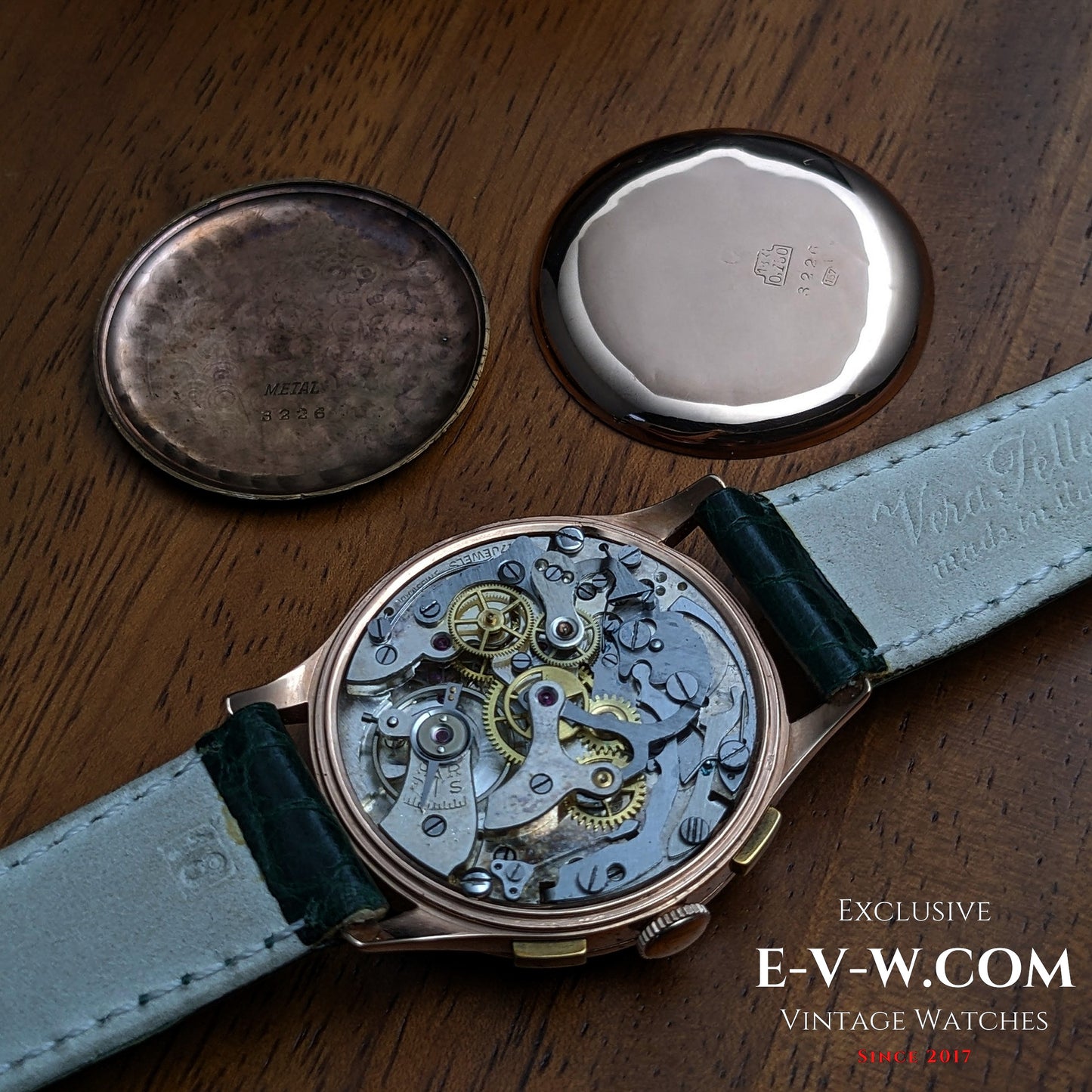 Kelbert Chronograph 18ct Rose Gold 1940s Watch / Serviced