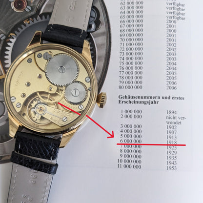 108 Jahre altes antikes Omega-Taschenuhrwerk / Antikes vergoldetes Kaliber 19LB Uhrwerk / Gewartet