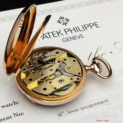 Early Antique 146 years old Patek Philippe 18K Rose Gold / Antique 1877 /Cal.18" Lever Escapement / Patek Philippe Archives