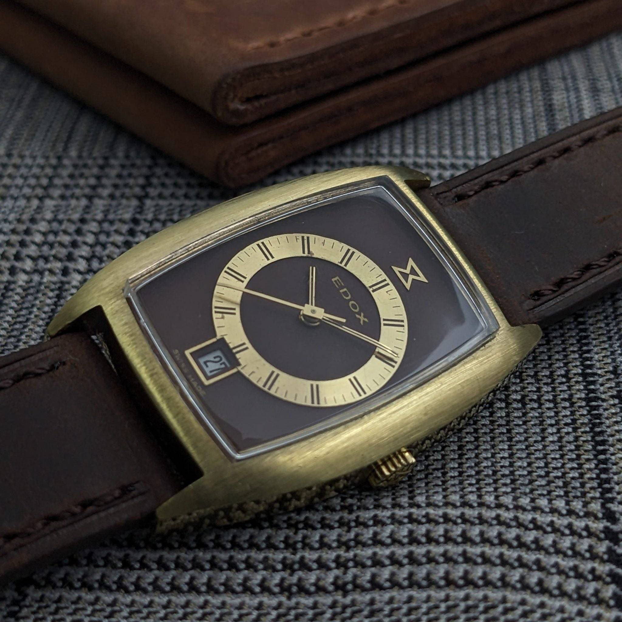 EDOX 1970s date dress watch - Vintage Swiss Timepiece | Gold