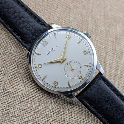 67 Years Old Zenith Sporto 1959 Vintage Wristwatch with Caliber 40T / Patented Transparent Dust Cover / Serviced