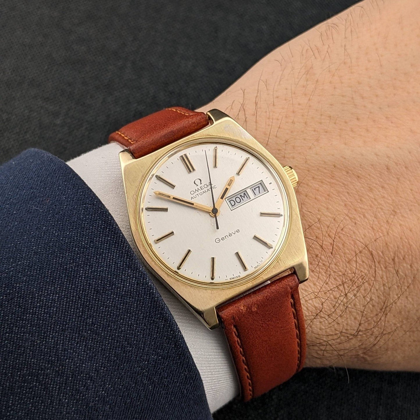 1972 Vintage Omega Geneve Day-Date / Ref 166.0120 / Automatic Vintage Watch / Serviced