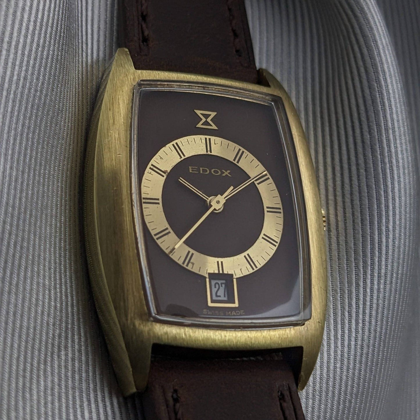 EDOX 1970s rectangular date dress watch with AS ST 1950/51 / Serviced
