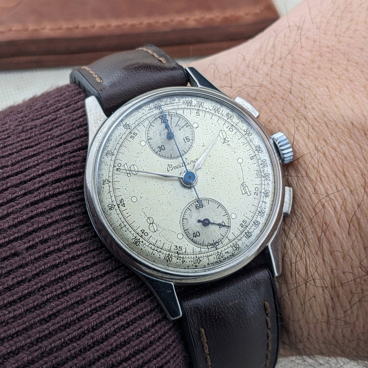 WWII 1945 Breitling Chronograph 178 Vintage / Cal. Venus 170 / Serviced Wristwatch