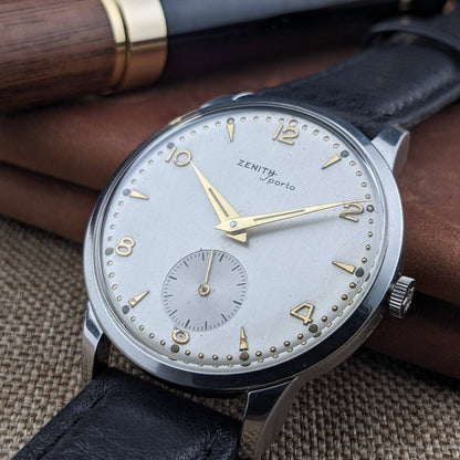 67 Years Old Zenith Sporto 1959 Vintage Wristwatch with Caliber 40T / Patented Transparent Dust Cover / Serviced