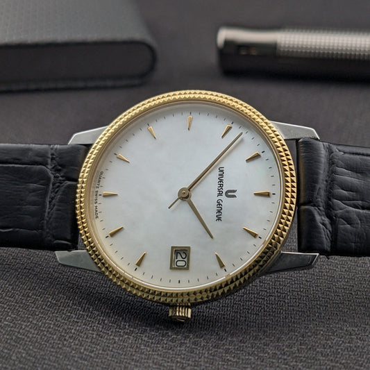 Universal Genève / Ref. 101.41.490 / Mother-of-Pearl Dial / Solid 18K Gold Bezel / Swiss Quartz Cal. 955.412
