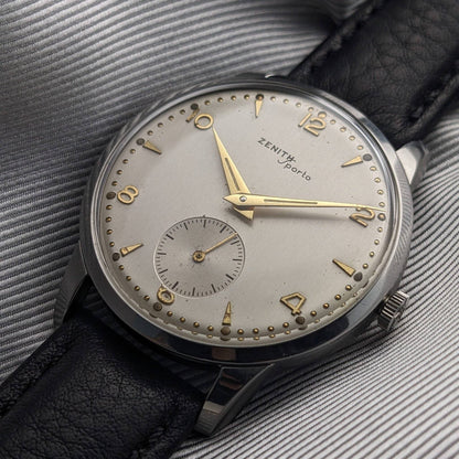 67 Years Old Zenith Sporto 1959 Vintage Wristwatch with Caliber 40T / Patented Transparent Dust Cover / Serviced