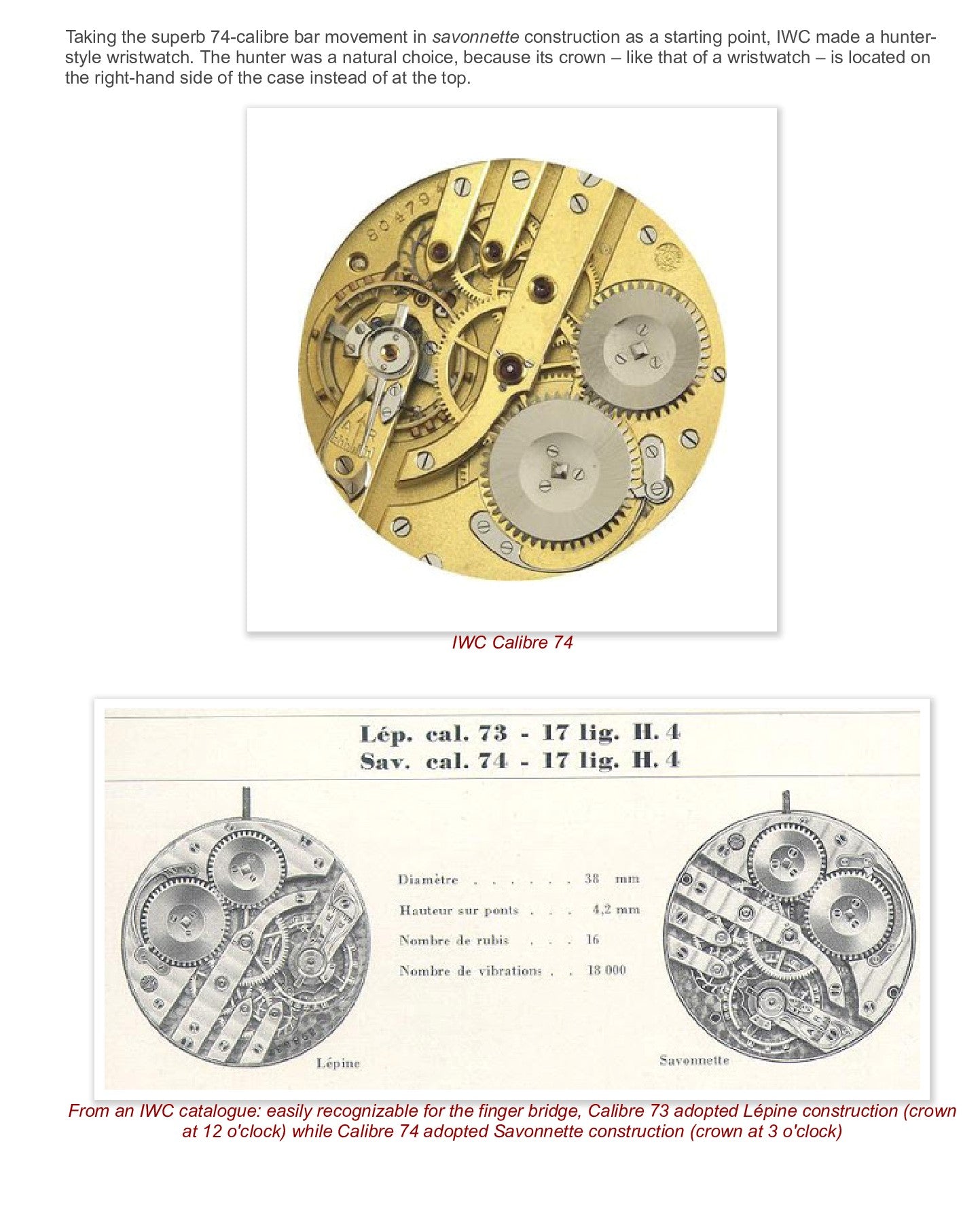 102 yeras old IWC Schaffhausen Chronometre Pocketwatch Movement / Cal 73 / Pocketwatch Conversion / Antique 1924 / Serviced