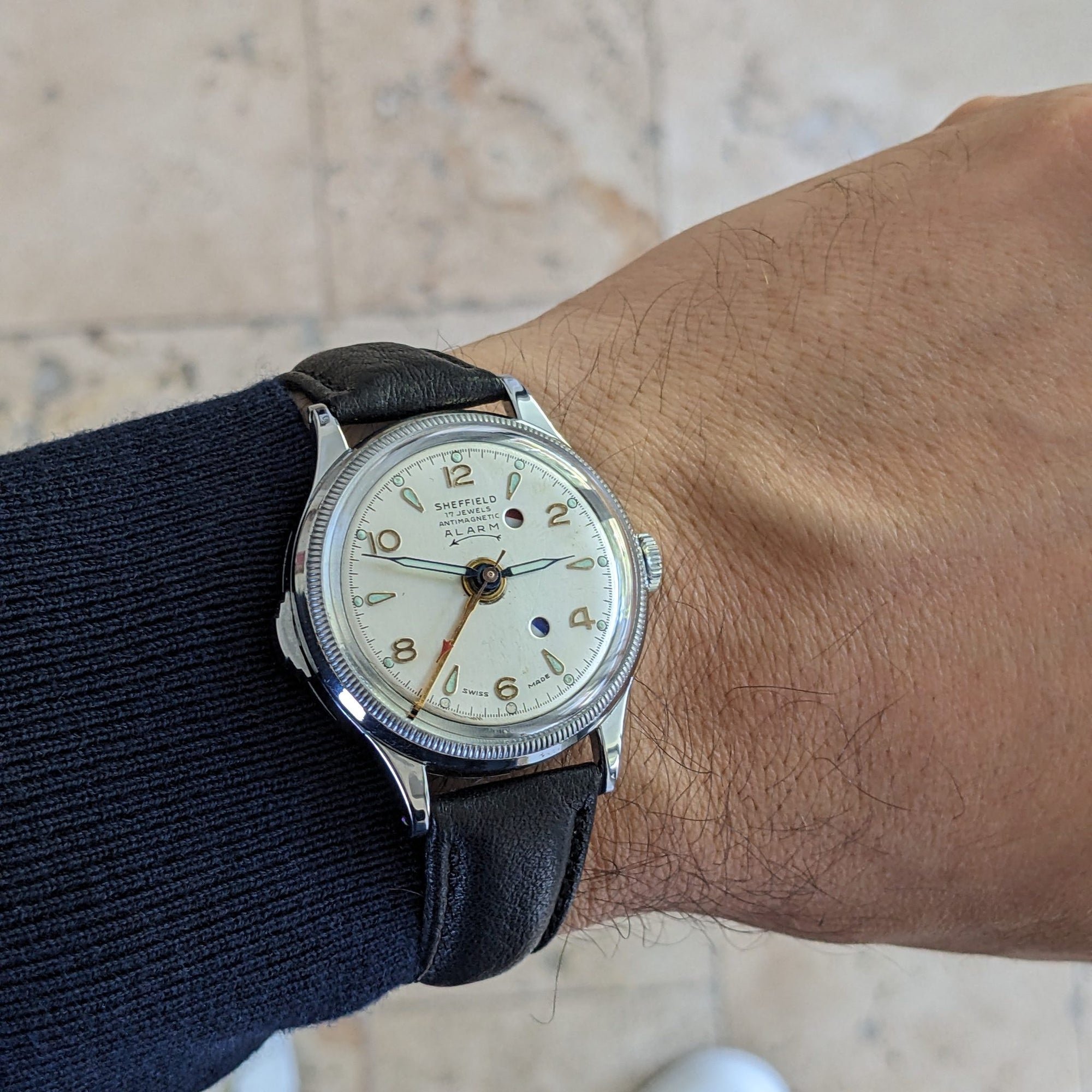 Circa 60 Years Old / Sheffield Antimagnetic Alarm / Vintage 1960s Watch / Cal Baumgartner Frères BFG 90 Movement / Serviced vintage watch