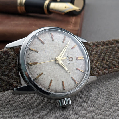 Circa 65 Years Old / Omega Seamaster Ref 14390 61 SC / Rare Linen Dial / Vintage 1961 Watch / Cal 285 Movement / Serviced vintage watch