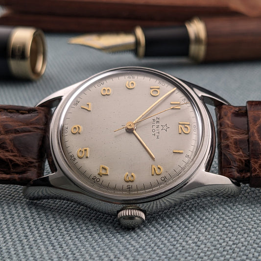 Circa 65 Years Old / Zenith Pilot / Vintage 1960 Watch / Cal 126-5-6 Movement / Serviced vintage watch