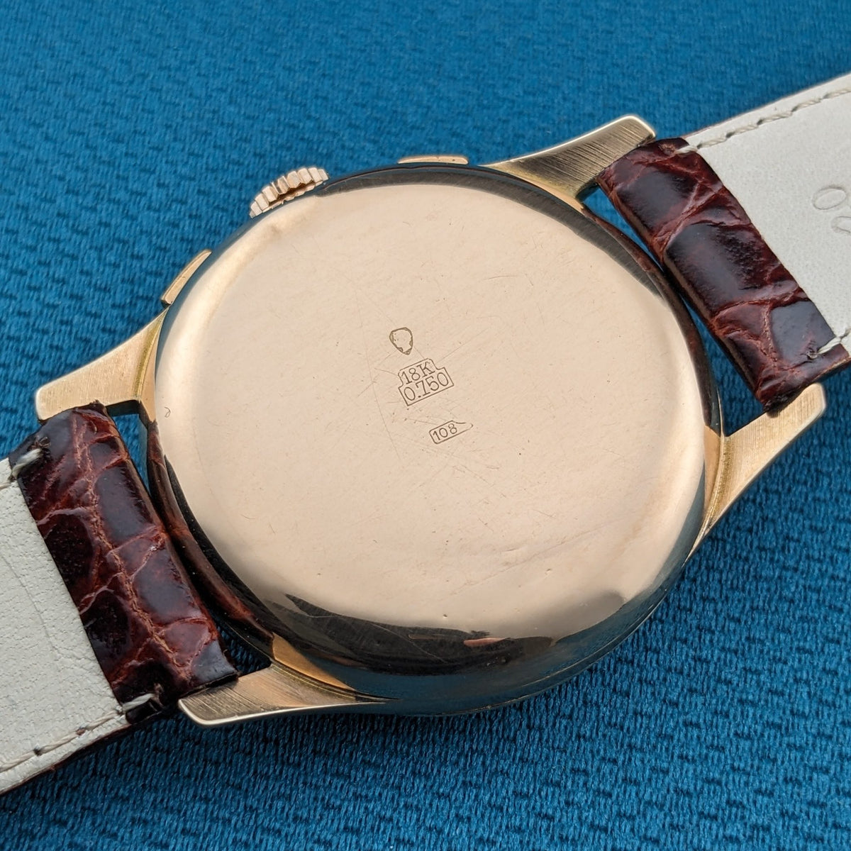 Circa 70 Years Old Helvetia 18ct Gold Chronograph / Vintage 1950s Watch / Cal Landeron 51 Movement / Serviced dial