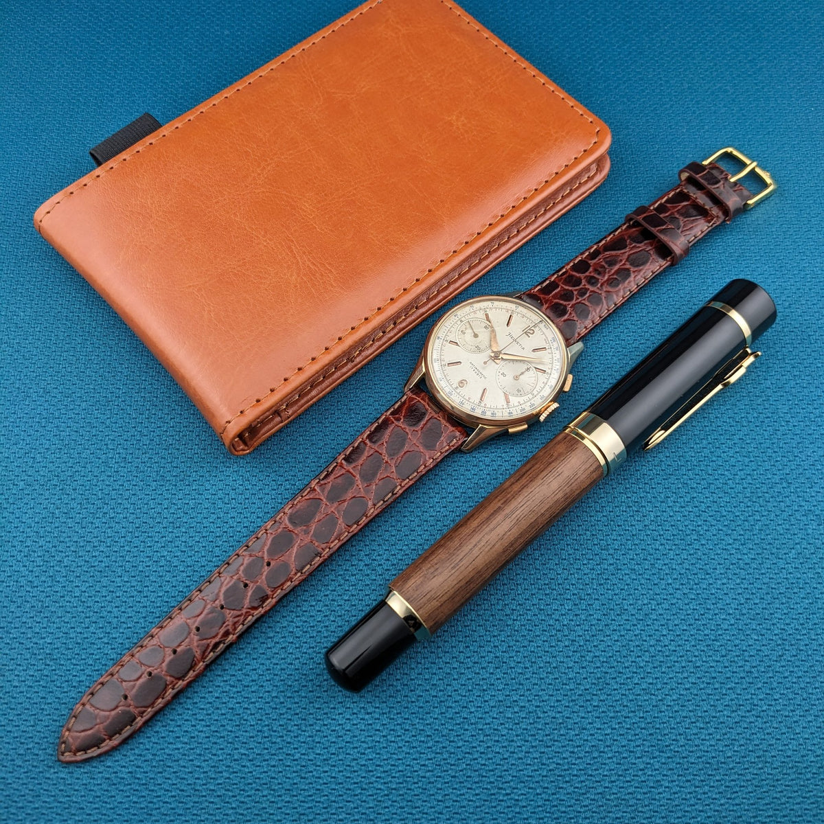 Circa 70 Years Old Helvetia 18ct Gold Chronograph / Vintage 1950s Watch / Cal Landeron 51 Movement / Serviced vintage watch