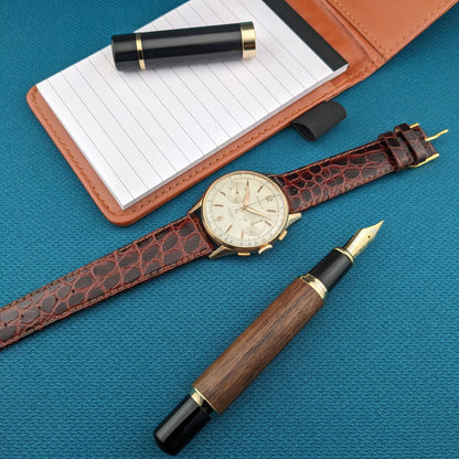 Circa 70 Years Old Helvetia 18ct Gold Chronograph / Vintage 1950s Watch / Cal Landeron 51 Movement / Serviced vintage watch
