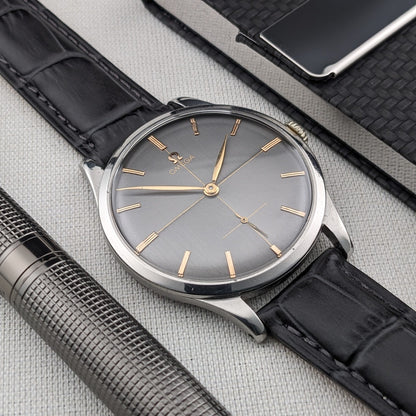 Circa 70 Years Old / Omega / Ref 2609 16 / Jumbo 37.5 mm / Two-Tone Graphite Crosshair Dial / Vintage 1954 Watch / Cal 266 Movement / Serviced dial