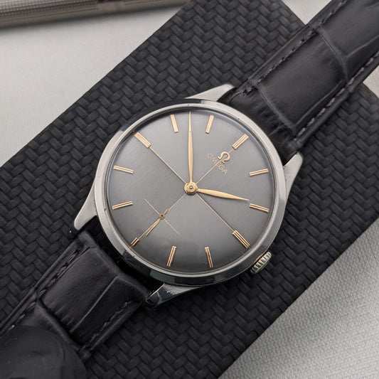 Circa 70 Years Old / Omega / Ref 2609 16 / Jumbo 37.5 mm / Two-Tone Graphite Crosshair Dial / Vintage 1954 Watch / Cal 266 Movement / Serviced vintage watch