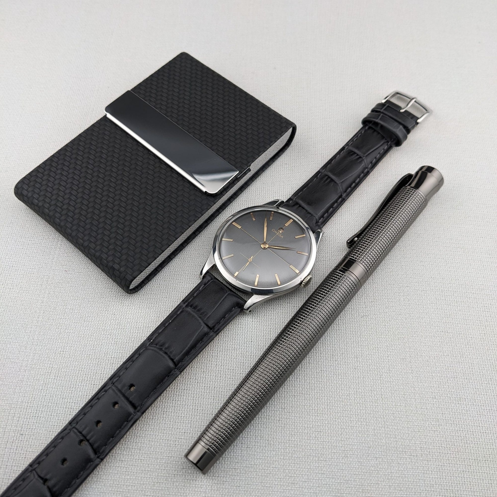 Circa 70 Years Old / Omega / Ref 2609 16 / Jumbo 37.5 mm / Two-Tone Graphite Crosshair Dial / Vintage 1954 Watch / Cal 266 Movement / Serviced vintage watch