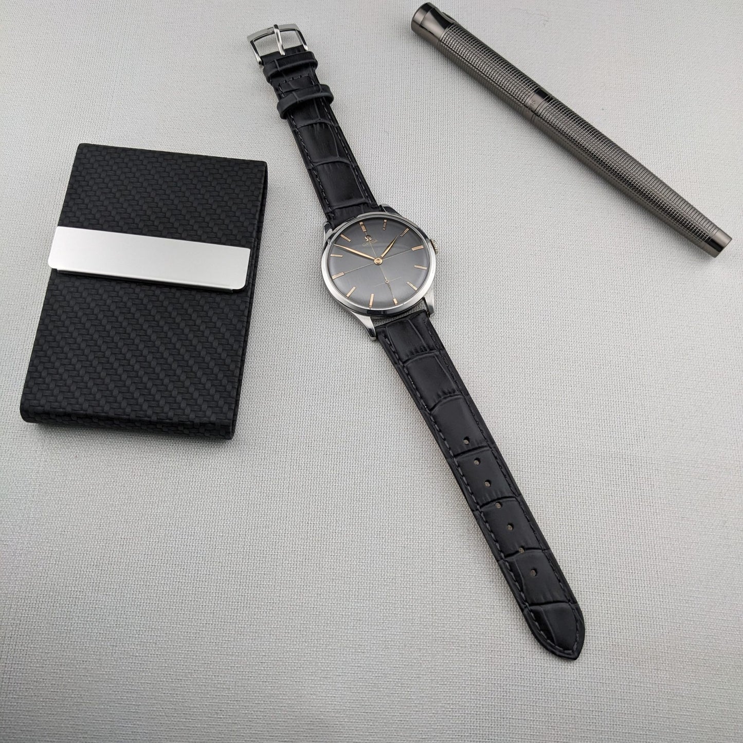 Circa 70 Years Old / Omega / Ref 2609 16 / Jumbo 37.5 mm / Two-Tone Graphite Crosshair Dial / Vintage 1954 Watch / Cal 266 Movement / Serviced vintage watch