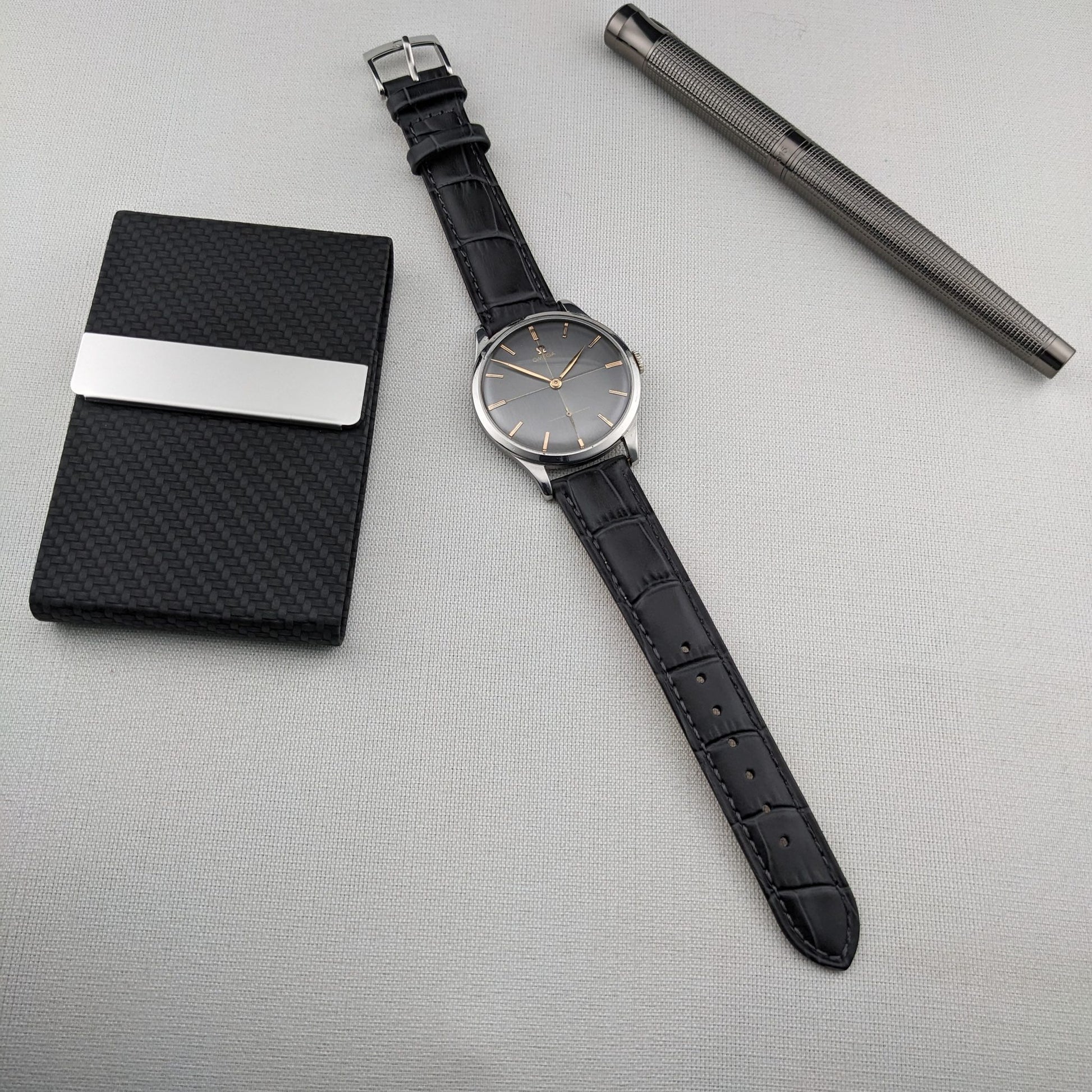 Circa 70 Years Old / Omega / Ref 2609 16 / Jumbo 37.5 mm / Two-Tone Graphite Crosshair Dial / Vintage 1954 Watch / Cal 266 Movement / Serviced vintage watch