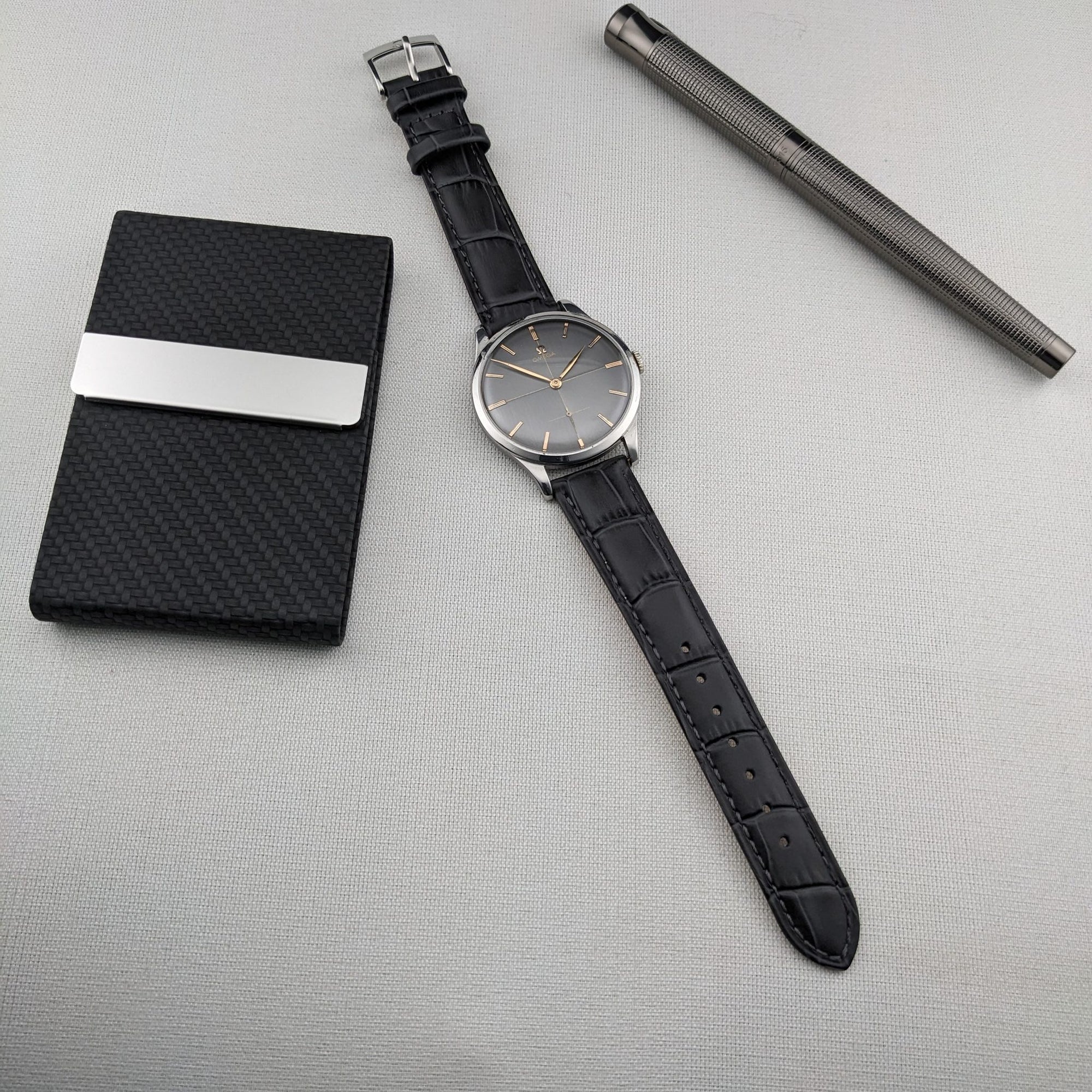 Circa 70 Years Old / Omega / Ref 2609 16 / Jumbo 37.5 mm / Two-Tone Graphite Crosshair Dial / Vintage 1954 Watch / Cal 266 Movement / Serviced vintage watch