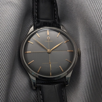 Circa 70 Years Old / Omega / Ref 2609 16 / Jumbo 37.5 mm / Two-Tone Graphite Crosshair Dial / Vintage 1954 Watch / Cal 266 Movement / Serviced vintage watch