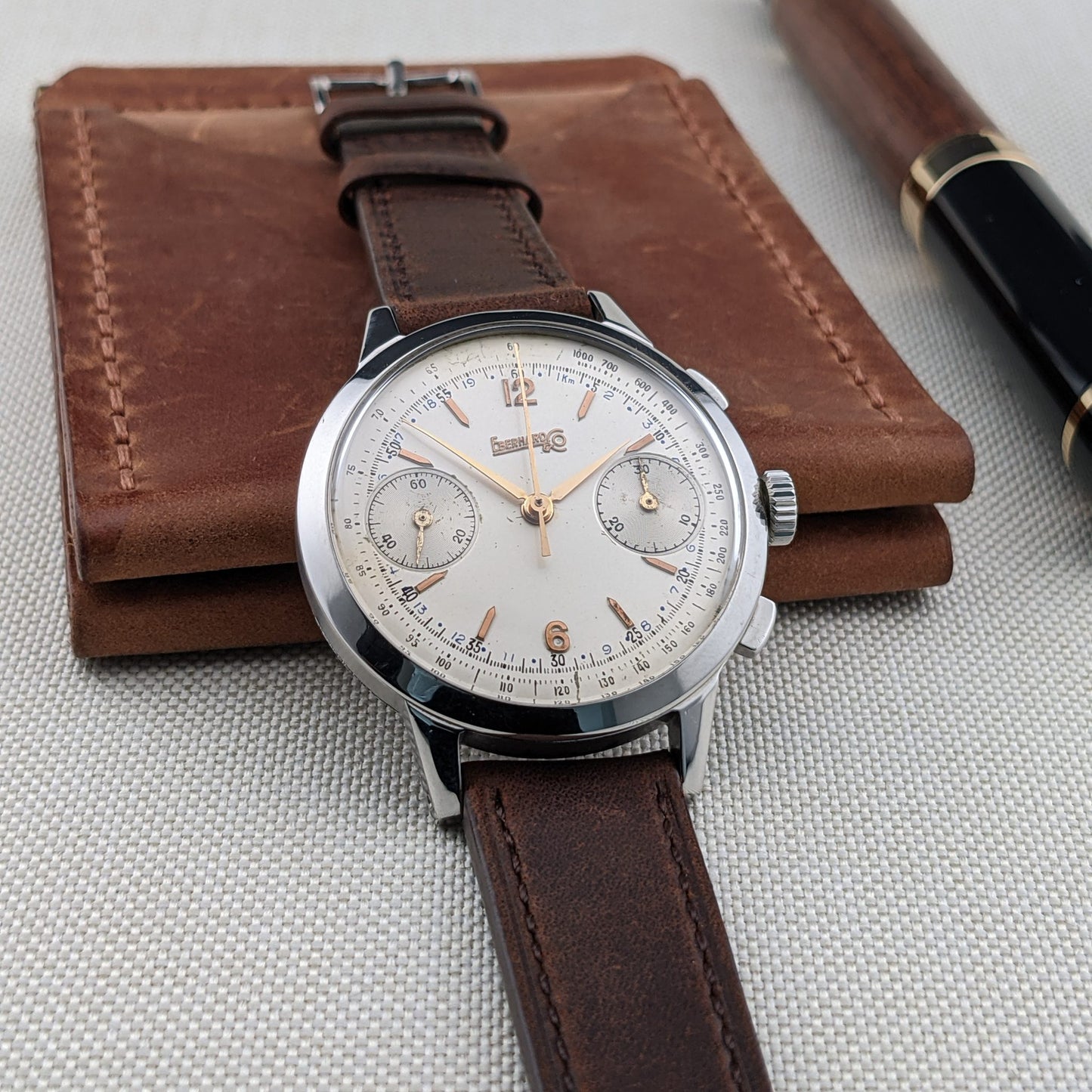 Circa 70 Years Old Rare Eberhard & Co Pre-Extra Fort Chronograph / Vintage 1950s Watch / Cal Valjoux 65 (cal. 16000) Movement / Serviced vintage watch