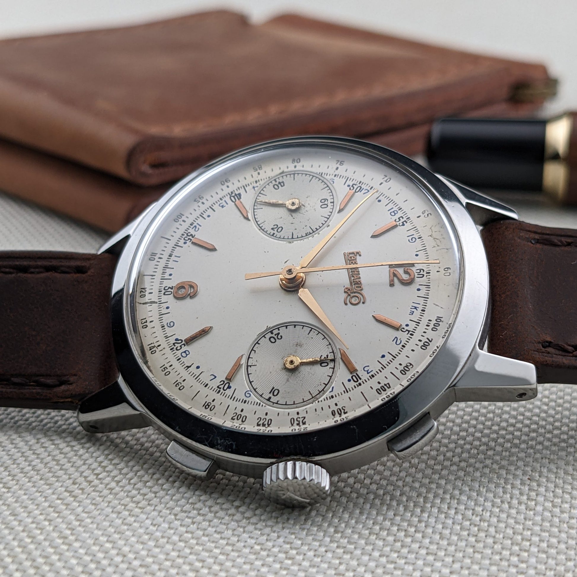 Circa 70 Years Old Rare Eberhard & Co Pre-Extra Fort Chronograph / Vintage 1950s Watch / Cal Valjoux 65 (cal. 16000) Movement / Serviced vintage watch