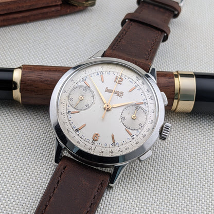 Circa 70 Years Old Rare Eberhard & Co Pre-Extra Fort Chronograph / Vintage 1950s Watch / Cal Valjoux 65 (cal. 16000) Movement / Serviced vintage watch