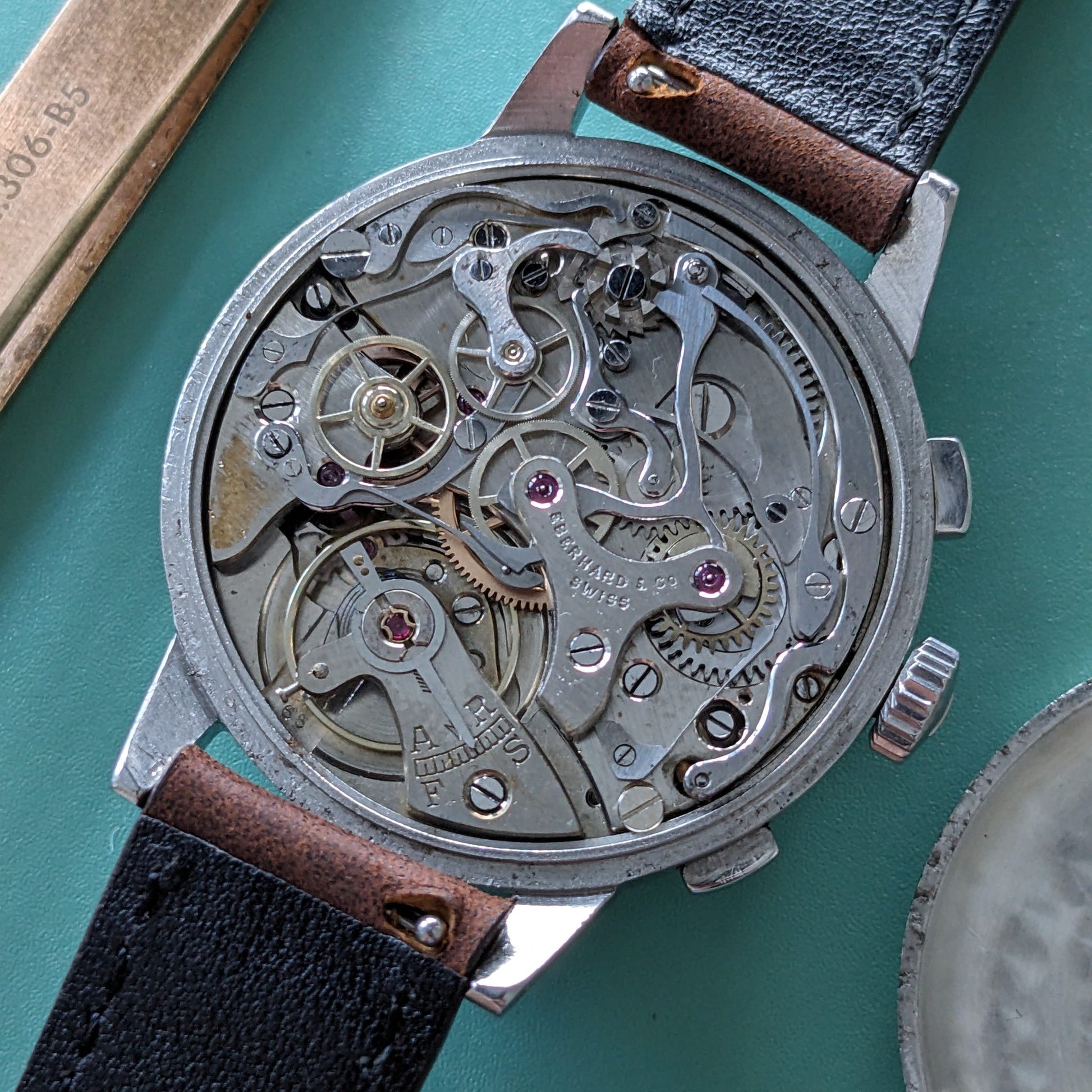 Circa 70 Years Old Rare Eberhard & Co Pre-Extra Fort Chronograph / Vintage 1950s Watch / Cal Valjoux 65 (cal. 16000) Movement / Serviced vintage watch