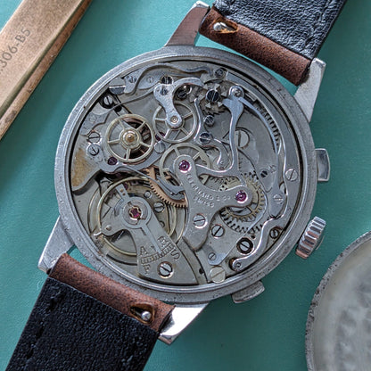 Circa 70 Years Old Rare Eberhard & Co Pre-Extra Fort Chronograph / Vintage 1950s Watch / Cal Valjoux 65 (cal. 16000) Movement / Serviced vintage watch