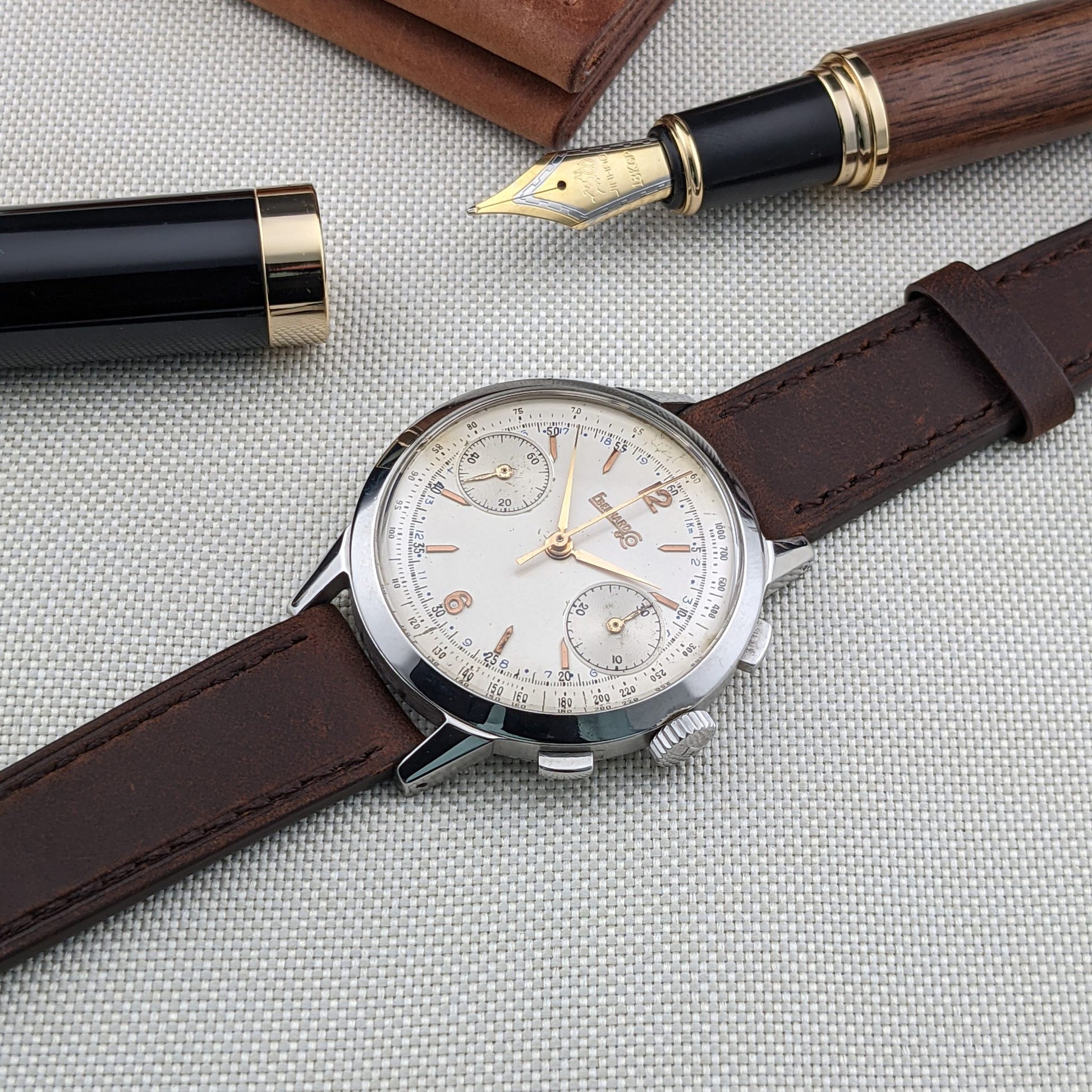 Circa 70 Years Old Rare Eberhard & Co Pre-Extra Fort Chronograph / Vintage 1950s Watch / Cal Valjoux 65 (cal. 16000) Movement / Serviced vintage watch