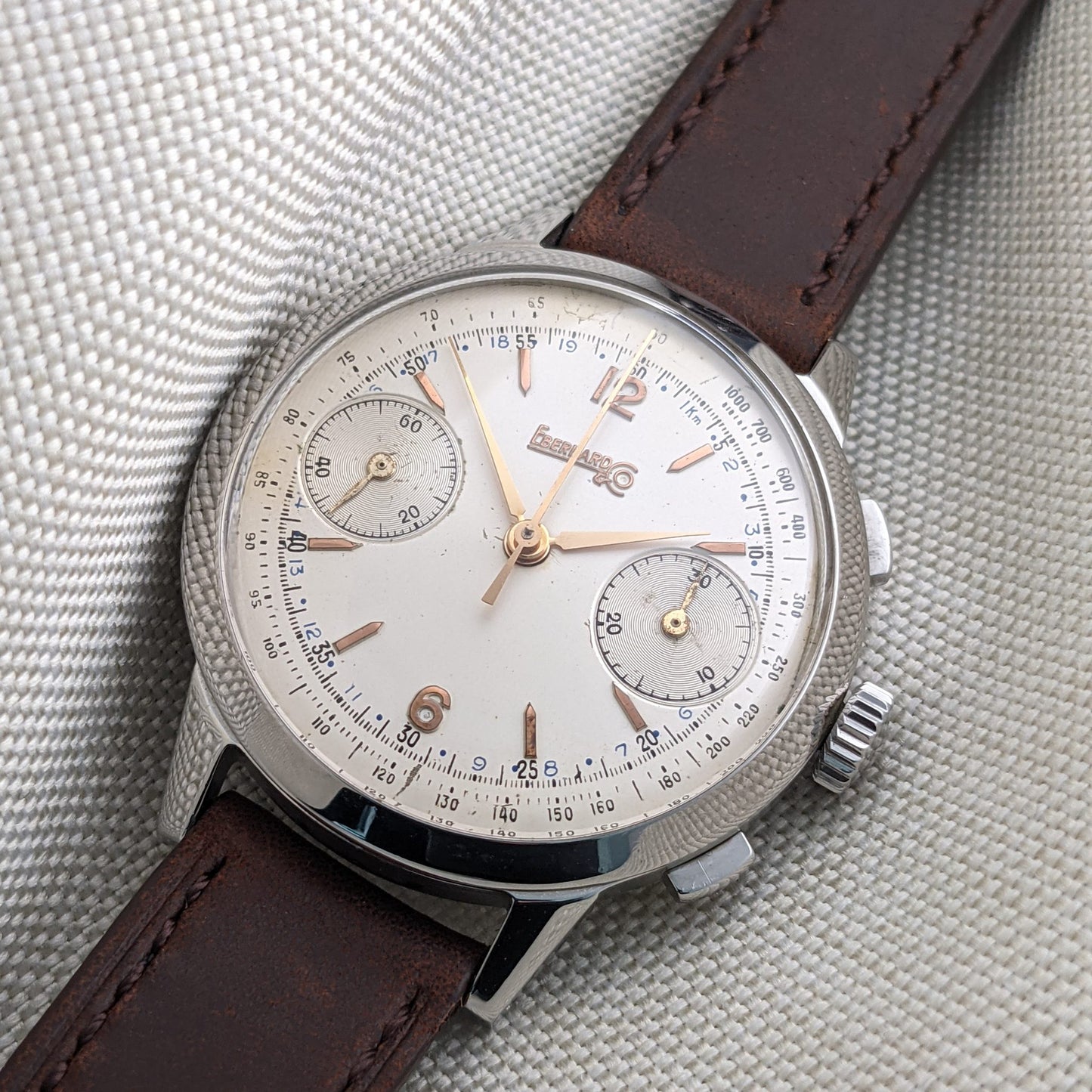 Circa 70 Years Old Rare Eberhard & Co Pre-Extra Fort Chronograph / Vintage 1950s Watch / Cal Valjoux 65 (cal. 16000) Movement / Serviced vintage watch