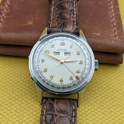 Circa 70 Years Old Rare Movado Automatic Bumper Triple Calendar / Ref 6199 / Vintage 1950s Watch / Cal 255M Movement / Serviced dial