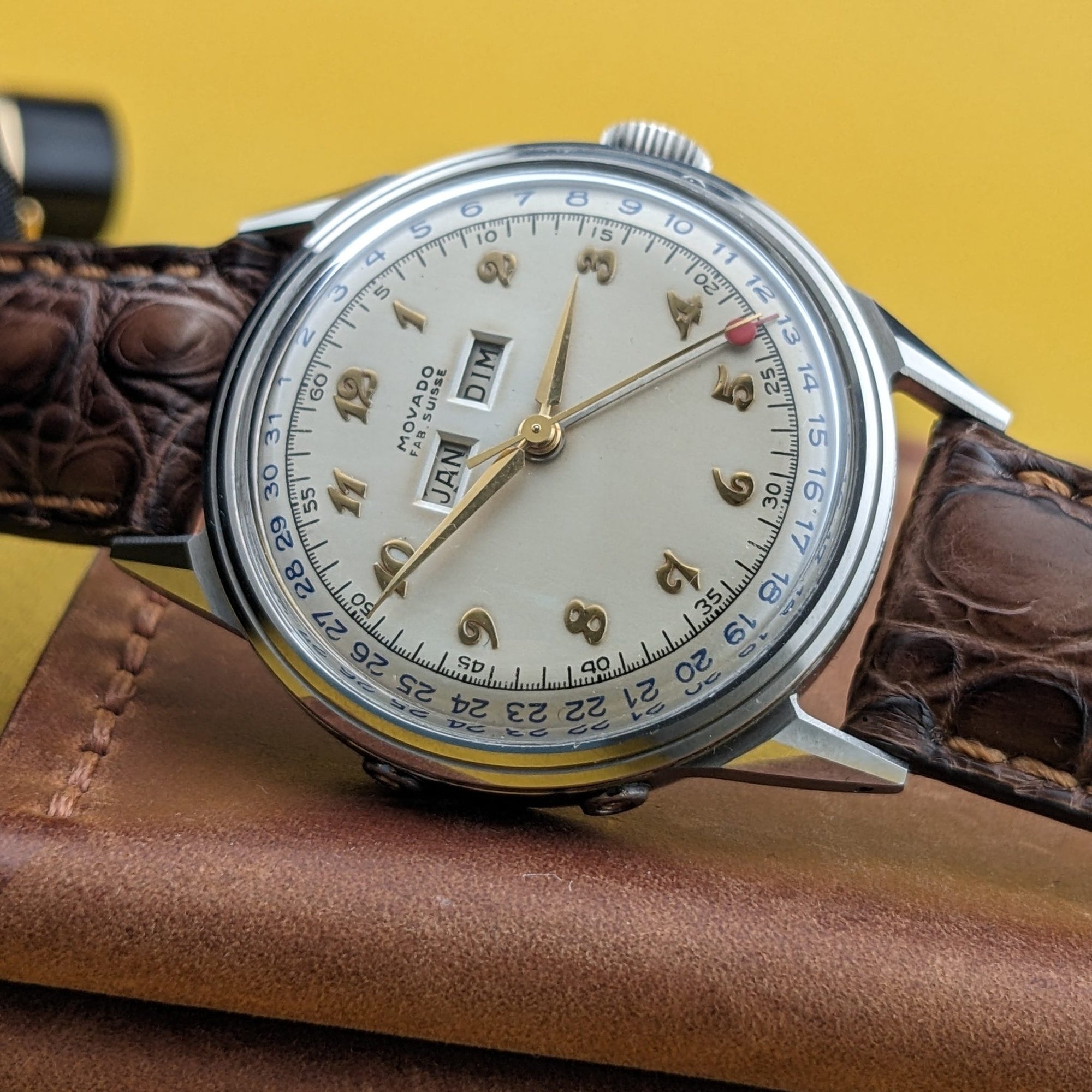 Circa 70 Years Old Rare Movado Automatic Bumper Triple Calendar / Ref 6199 / Vintage 1950s Watch / Cal 255M Movement / Serviced vintage watch