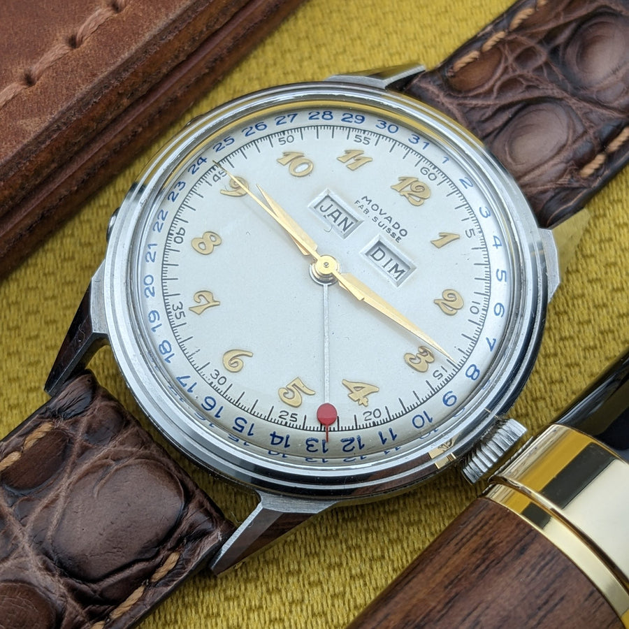 Circa 70 Jahre alte seltene Movado Automatik Bumper Triple Calendar / Ref 6199 / Vintage 1950er Uhr / Kaliber 255M Uhrwerk / Gewartet