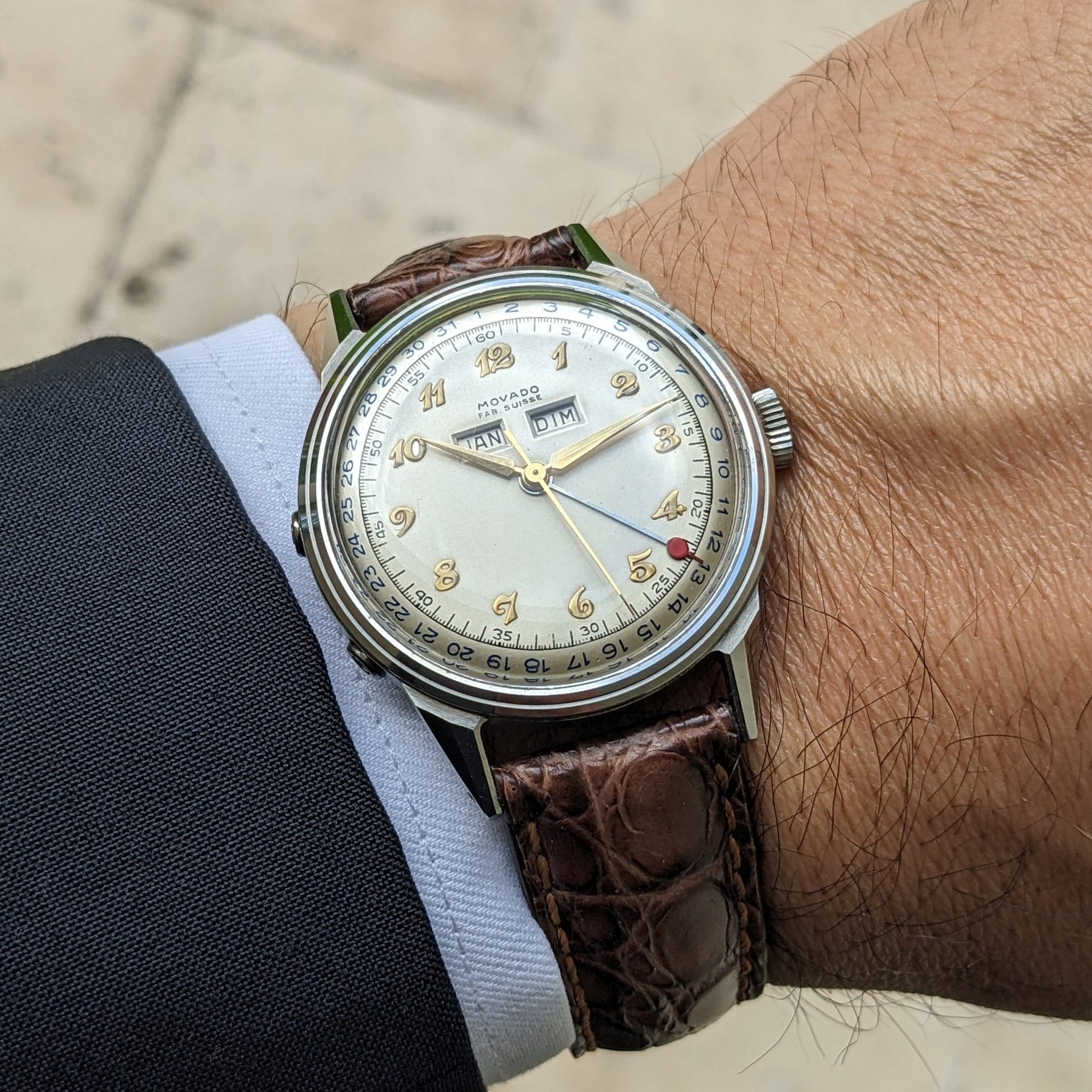 Circa 70 Years Old Rare Movado Automatic Bumper Triple Calendar / Ref 6199 / Vintage 1950s Watch / Cal 255M Movement / Serviced vintage watch