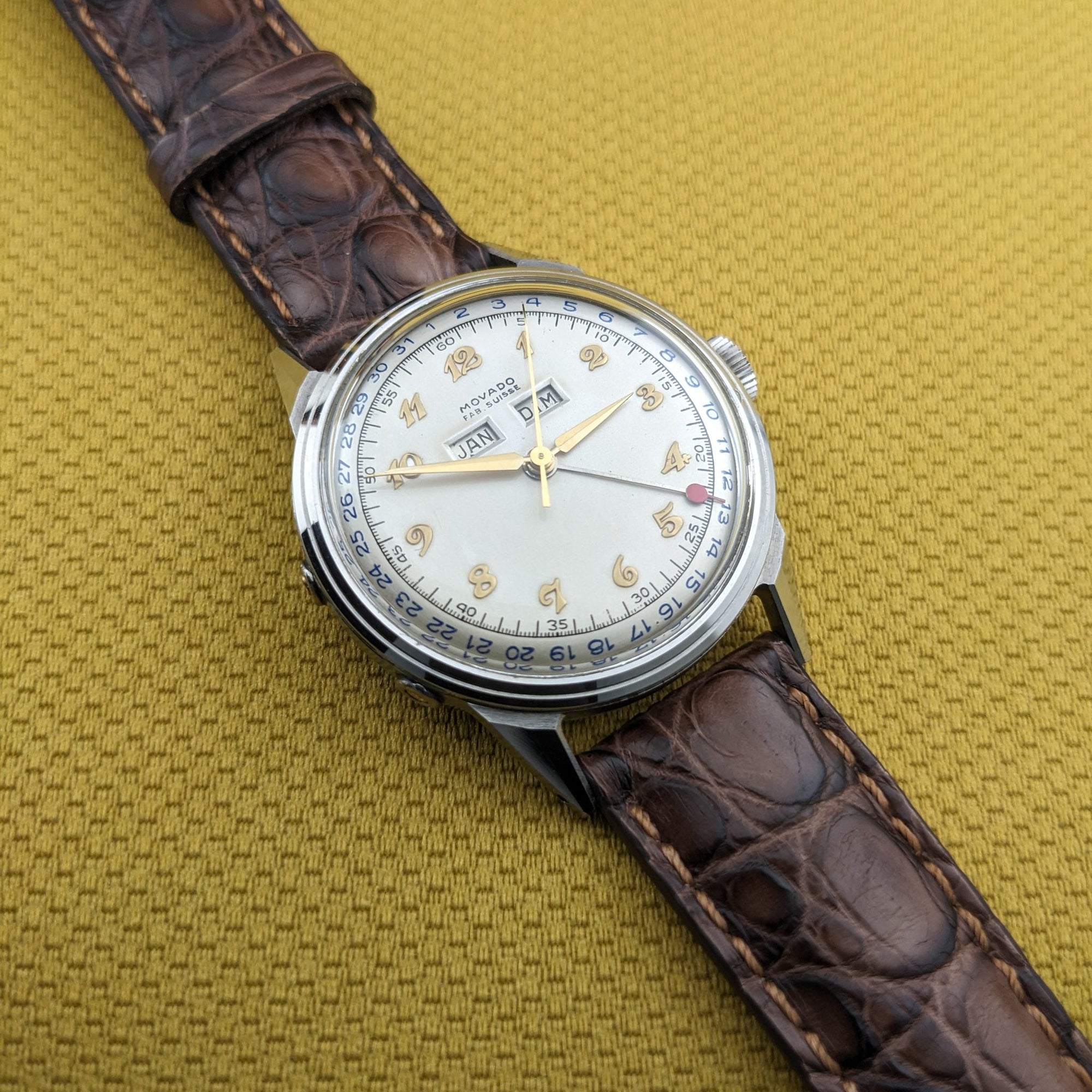 Circa 70 Years Old Rare Movado Automatic Bumper Triple Calendar / Ref 6199 / Vintage 1950s Watch / Cal 255M Movement / Serviced vintage watch