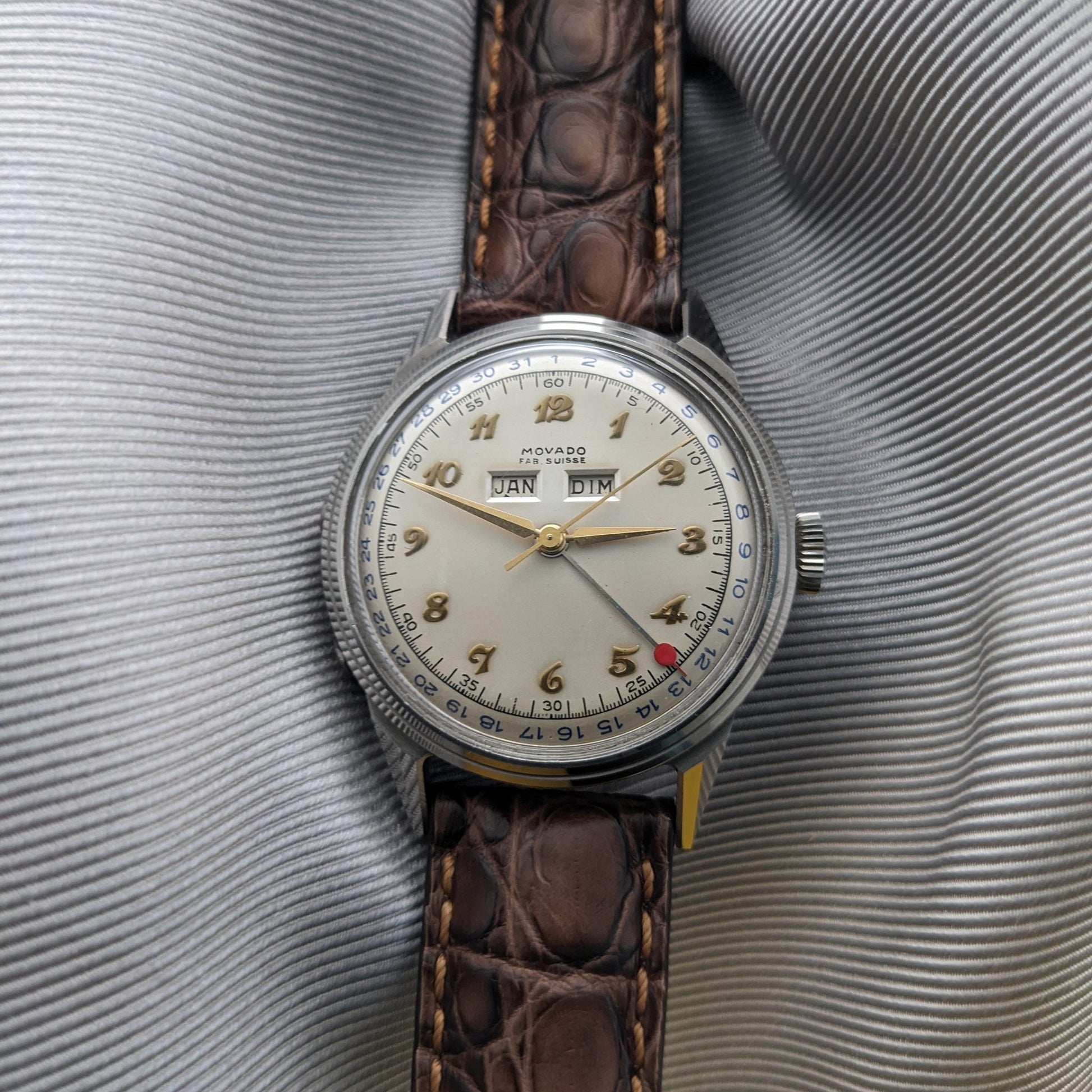 Circa 70 Years Old Rare Movado Automatic Bumper Triple Calendar / Ref 6199 / Vintage 1950s Watch / Cal 255M Movement / Serviced vintage watch