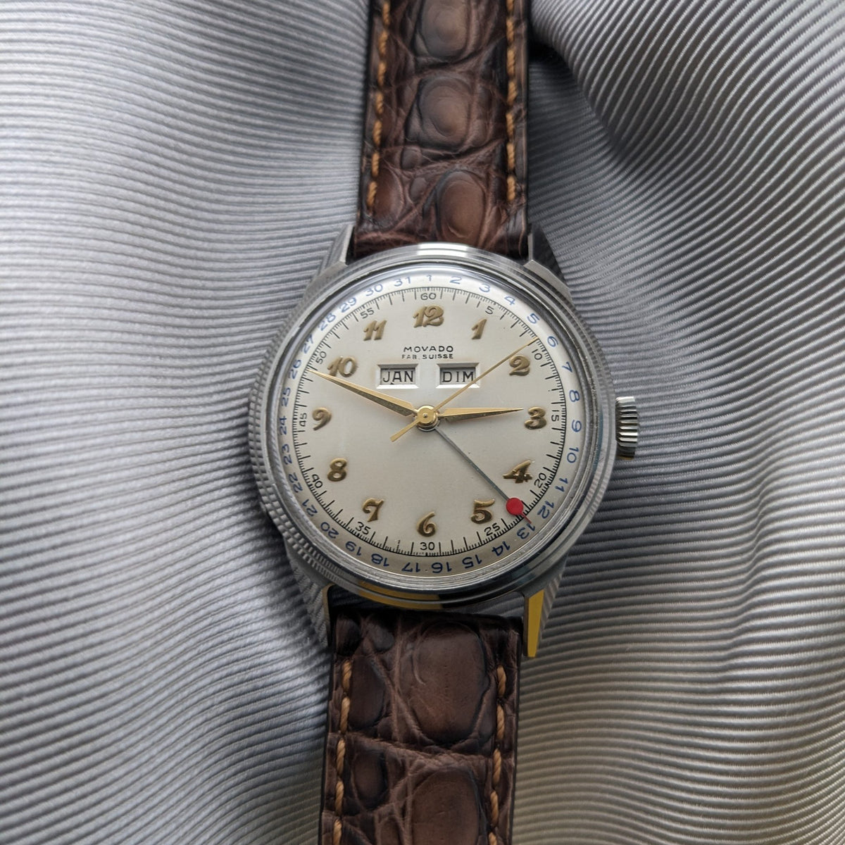 Circa 70 Years Old Rare Movado Automatic Bumper Triple Calendar / Ref 6199 / Vintage 1950s Watch / Cal 255M Movement / Serviced vintage watch