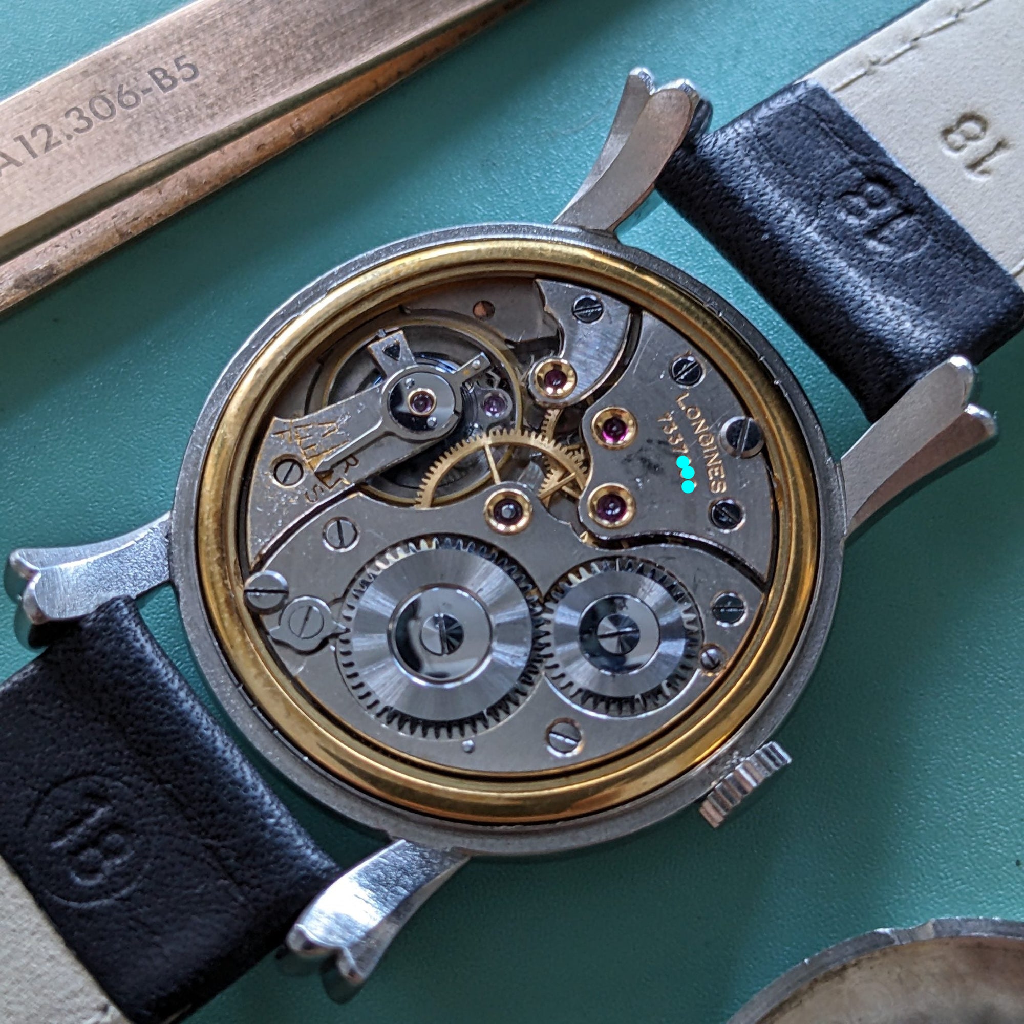 Circa 75 Years Old Post War Longines rare flame-style lugs / Ref 23676 / Vintage 1949 Watch / Cal 27 M Movement / Serviced vintage watch
