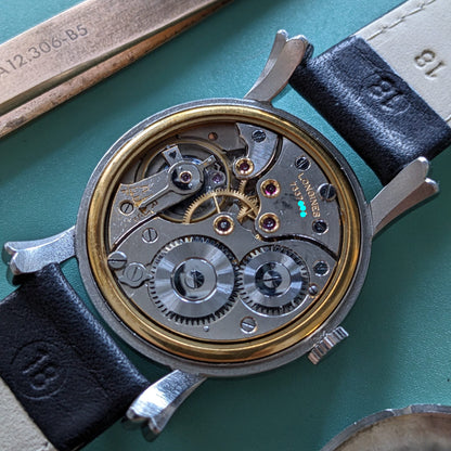 Circa 75 Years Old Post War Longines rare flame-style lugs / Ref 23676 / Vintage 1949 Watch / Cal 27 M Movement / Serviced vintage watch