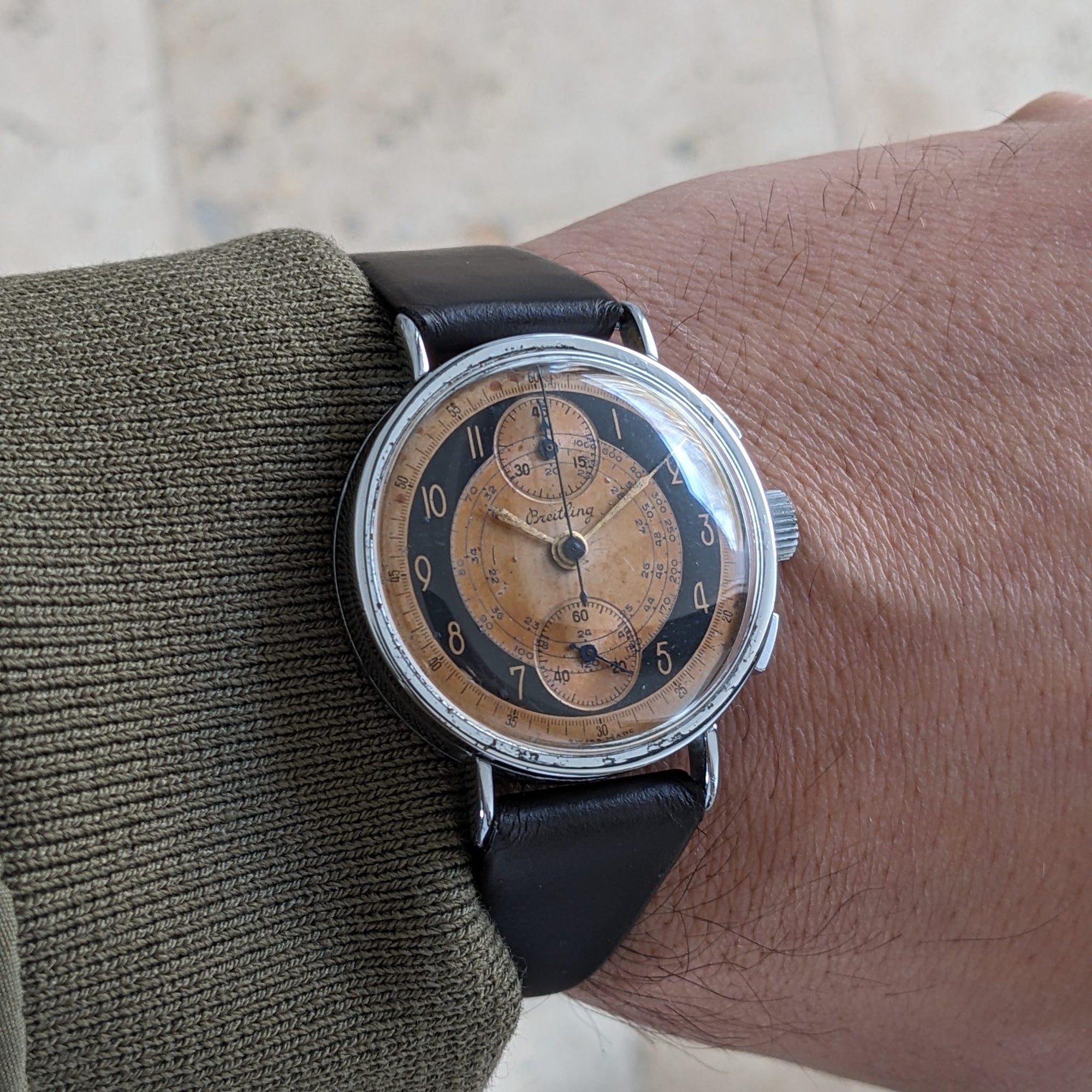 Circa 80 Years Old / Breitling Chronograph / Vintage 1940s Watch / Cal Venus 170 Movement / Serviced vintage watch