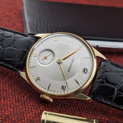 Circa 80 Years Old post-war Longines 14ct Gold Classic / Vintage 1940s Watch / Cal 12.68Z Movement / Serviced vintage watch