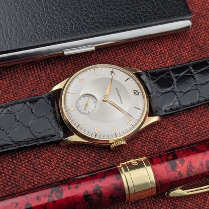 Circa 80 Years Old post-war Longines 14ct Gold Classic / Vintage 1940s Watch / Cal 12.68Z Movement / Serviced vintage watch