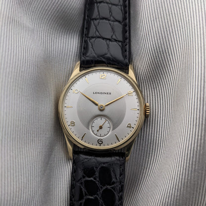 Circa 80 Years Old post-war Longines 14ct Gold Classic / Vintage 1940s Watch / Cal 12.68Z Movement / Serviced vintage watch